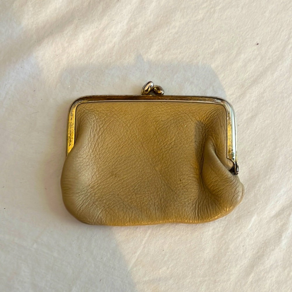 Deerskin  kiss lock coin purse vintage